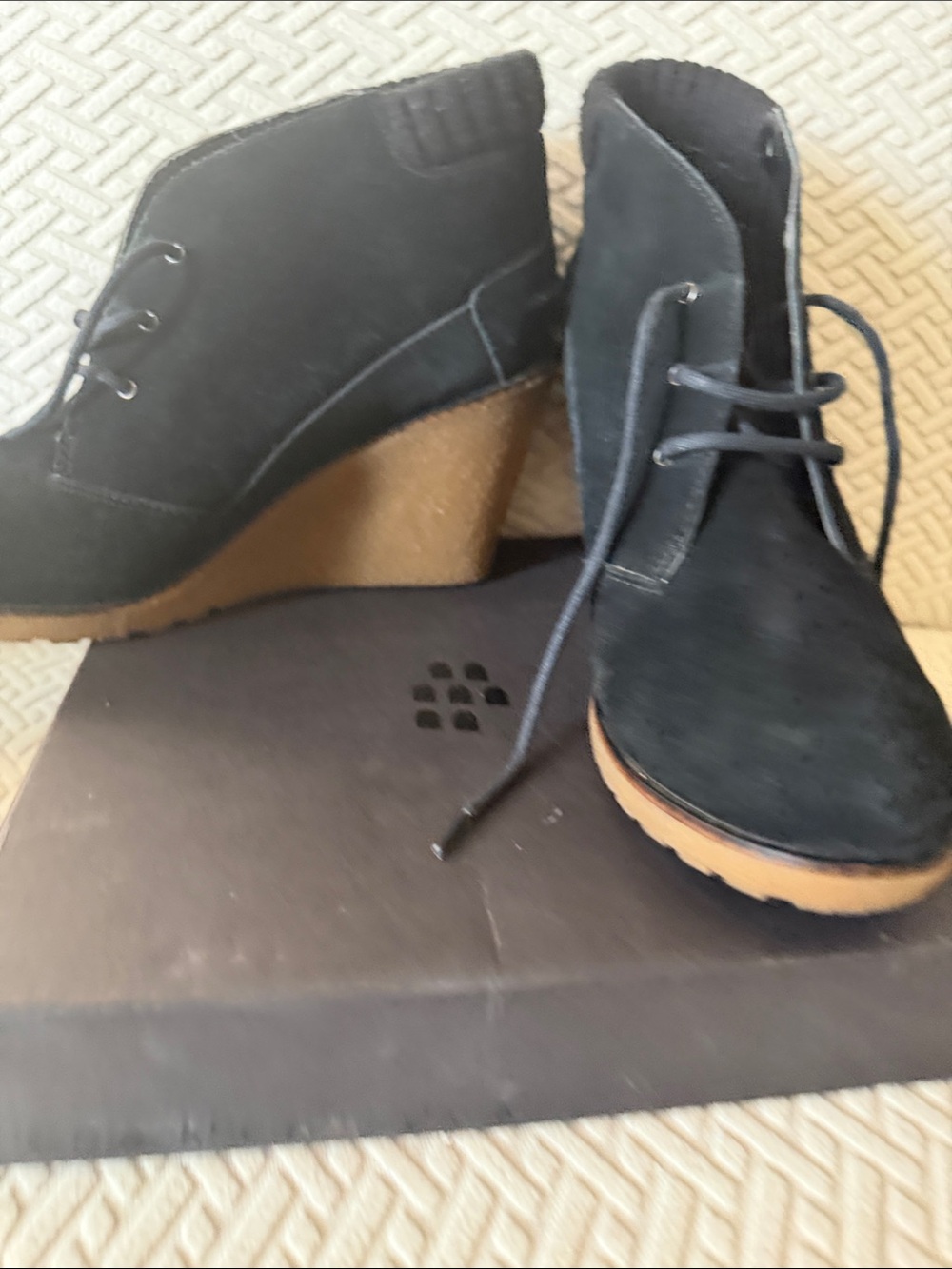 Lacoste Black Suede Lace-Up Heeled Boots - Picture 4 of 5